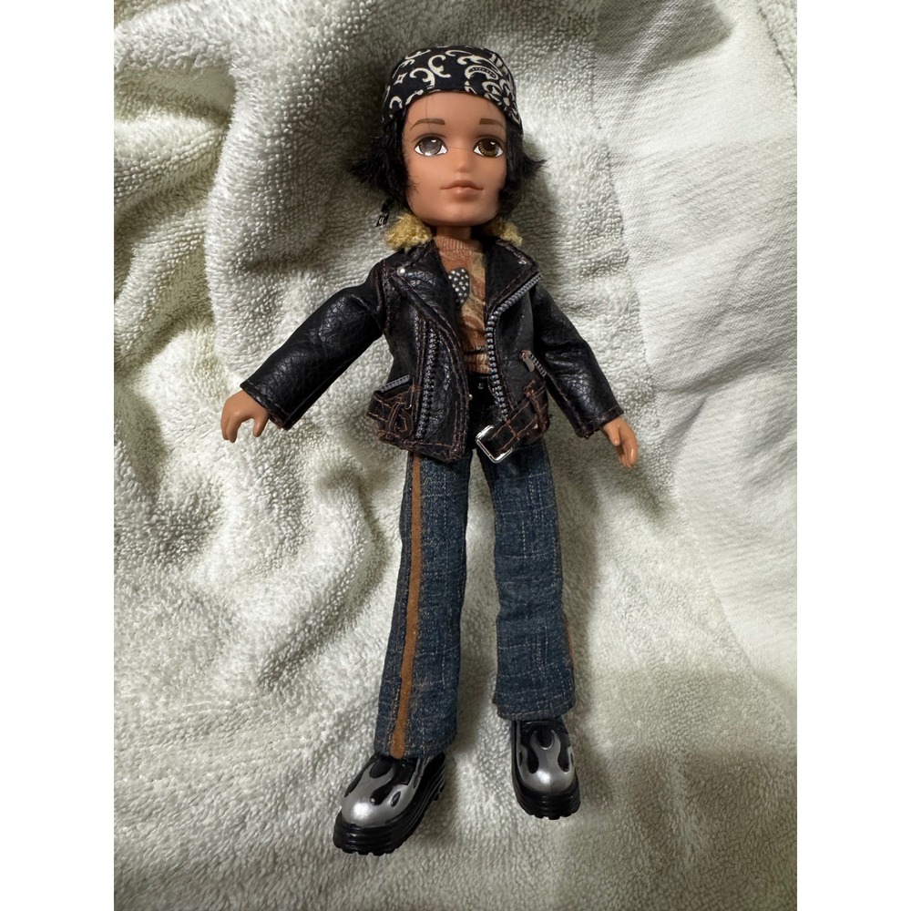 Bratz Boyz Nu-Cool Eitan Doll with Biker Jacket Bandana and Flame Boots